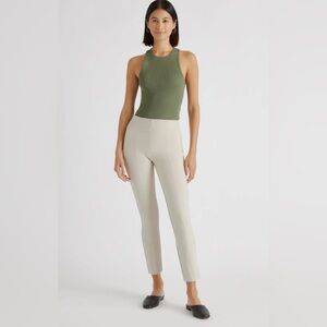 Quince Ultra-Stretch Ponte Pintuck Ankle Pants Ecru NWT Size Large